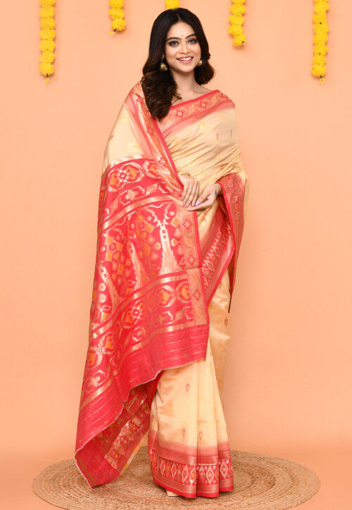 Handloom Art Silk Saree in Beige
