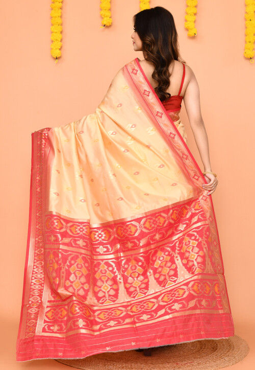 Handloom Art Silk Saree in Beige