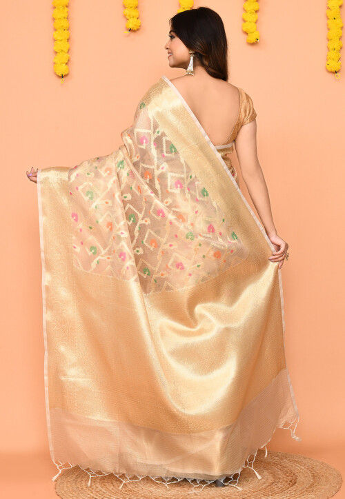 Handloom Art Silk Saree in Beige