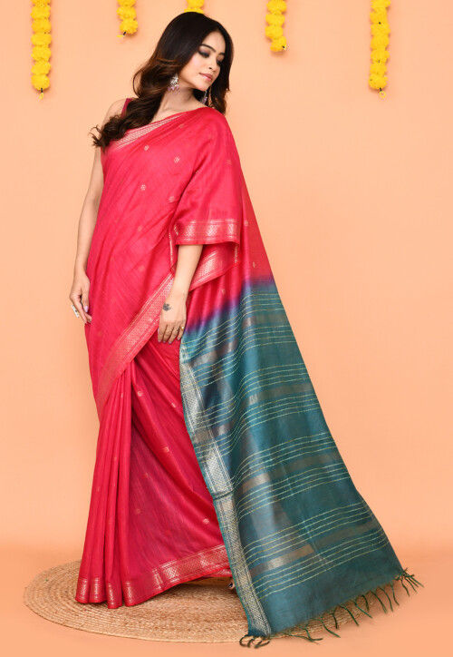 Handloom Art Silk Saree in Fuchsia