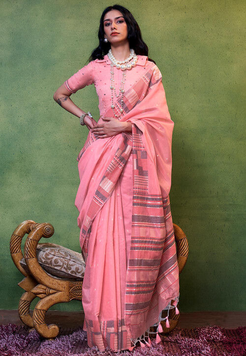Handloom Art Silk Saree in Pink