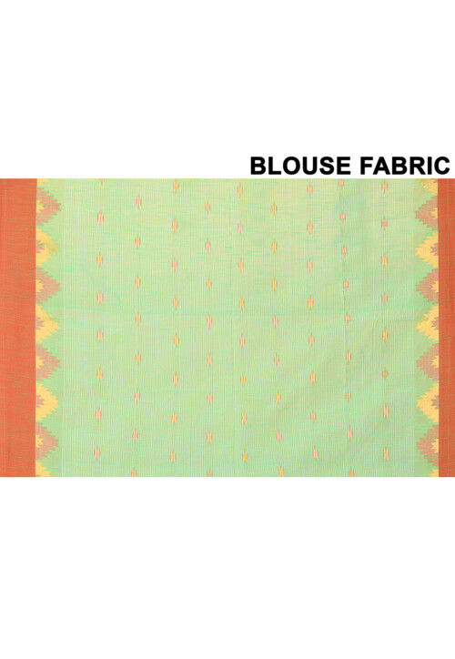 Handloom Cotton Slub Saree in Green