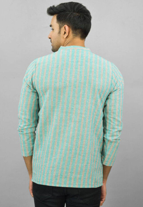 Handloom Cotton Kurta in Light Green