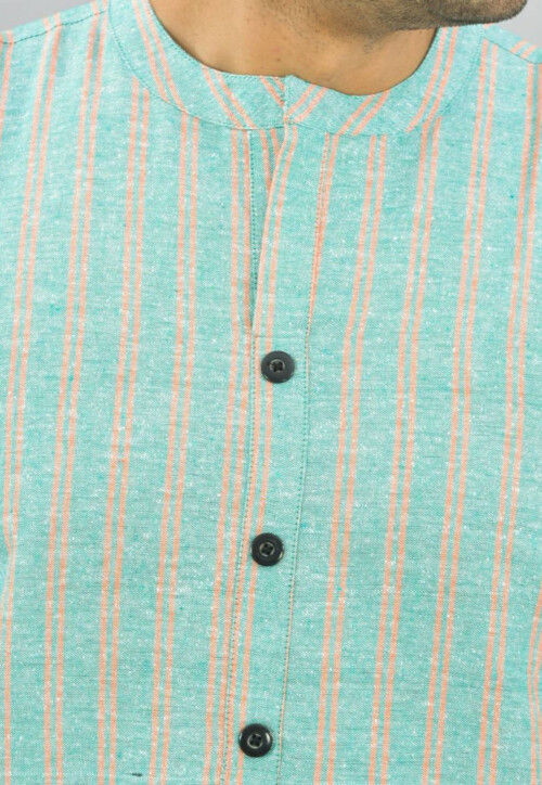 Handloom Cotton Kurta in Light Green