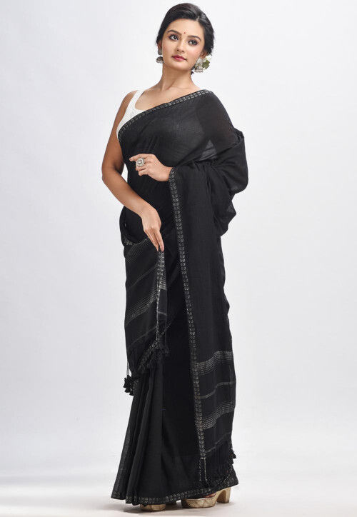 Buy Bong ButiQ Saree For Women Woven Handloom Art Silk Saree (Black) Online  at Best Prices in India - JioMart.