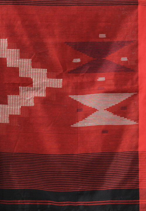 Handloom Cotton Jamdani Saree in Black