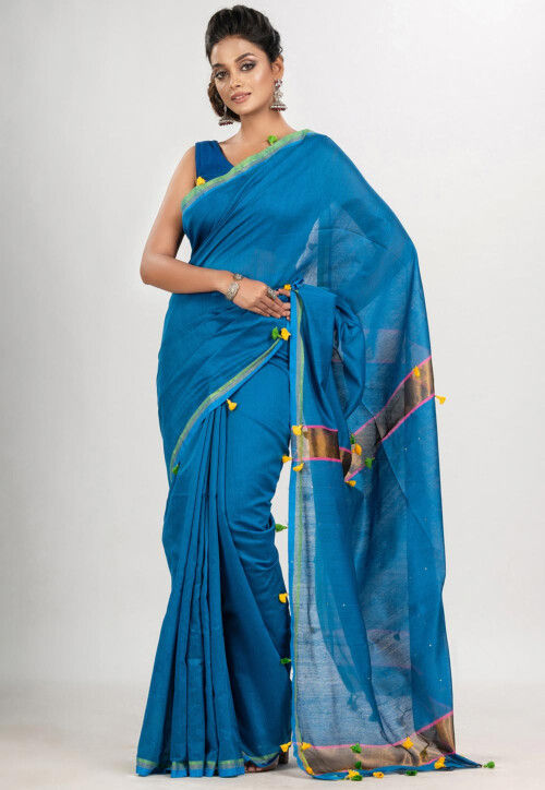 Handloom Cotton Saree in Blue