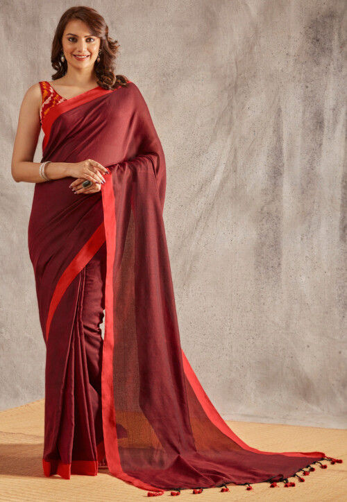 Wedding Boutique Wine Maroon Art Silk Saree|SARV115068