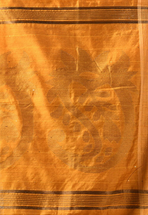 Handloom Cotton Jamdani Saree in Mustard