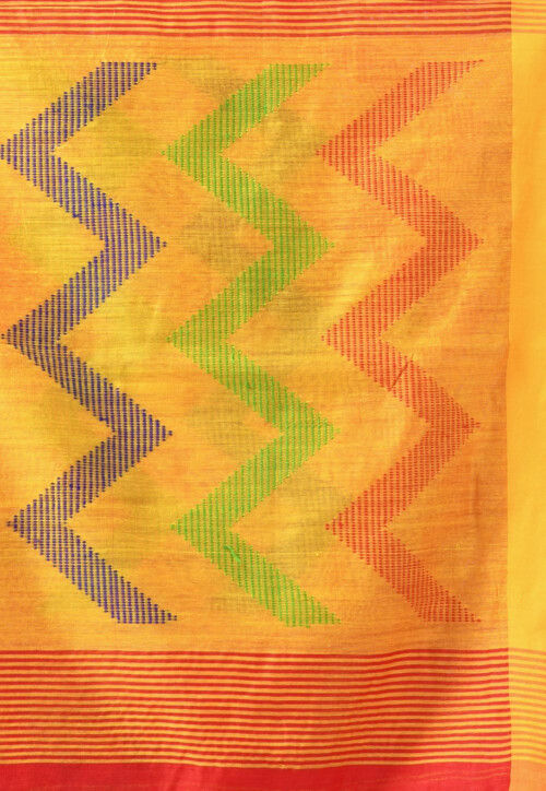 Handloom Cotton Jamdani Saree in Red