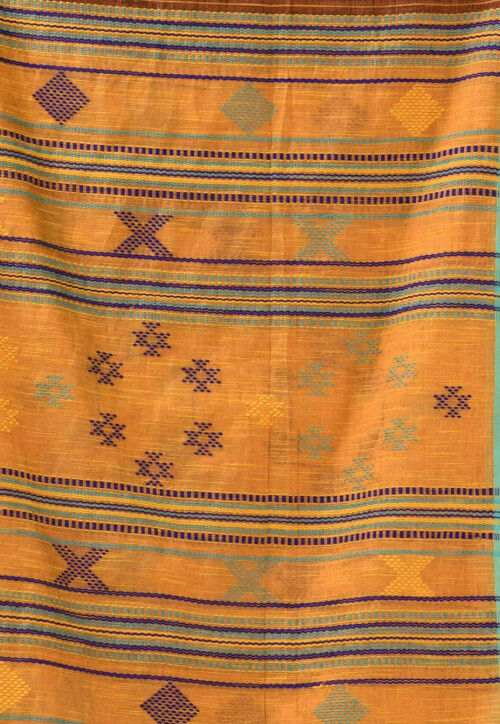 Handloom Cotton Shimmer Saree in Mustard