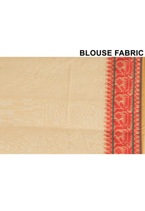 Handloom Jamdani Art Silk Saree in Beige