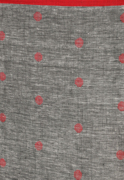 Handloom Linen Jamdani Saree in Grey