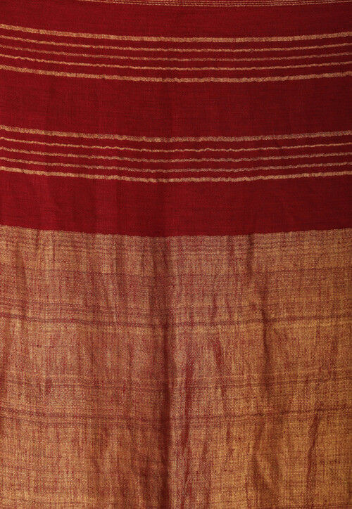 Handloom Linen Saree in Maroon