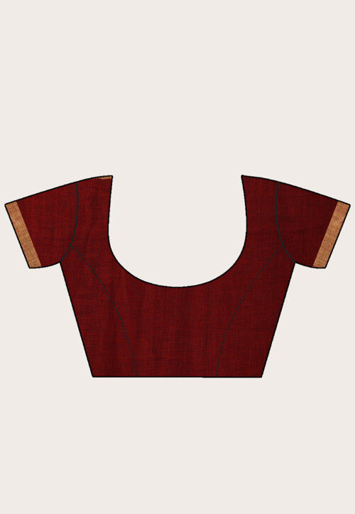 Handloom Linen Saree in Maroon
