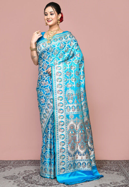 Handloom Pure Banarasi Katan Silk Saree in Blue