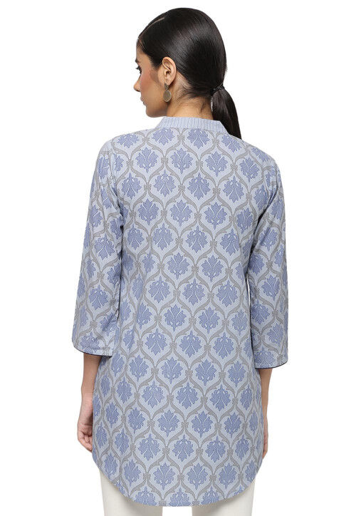 Handloom Pure Cotton Kurti in Light Grey