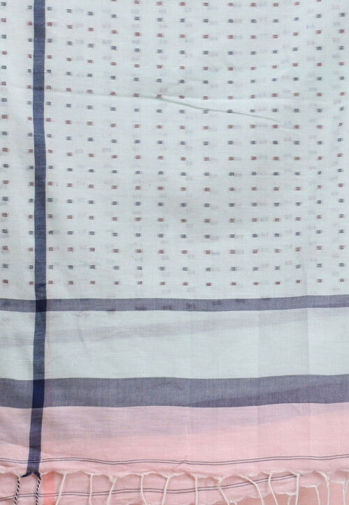 Handloom Pure Cotton Saree in Baby Pink