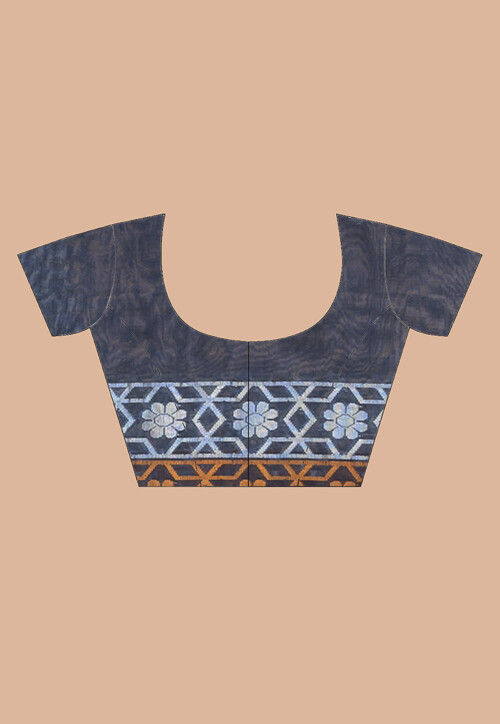 Handloom Pure Cotton Saree in Dark Grey