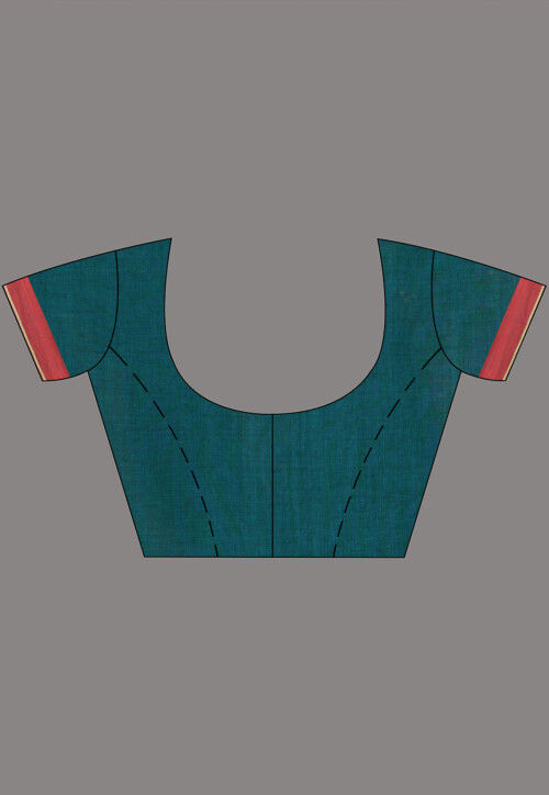 Handloom Pure Cotton Saree in Dark Turquoise