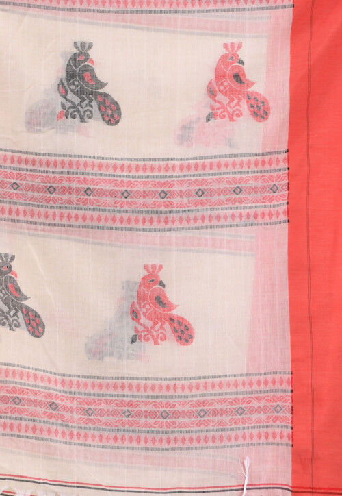 Handloom Pure Cotton Saree in Off White