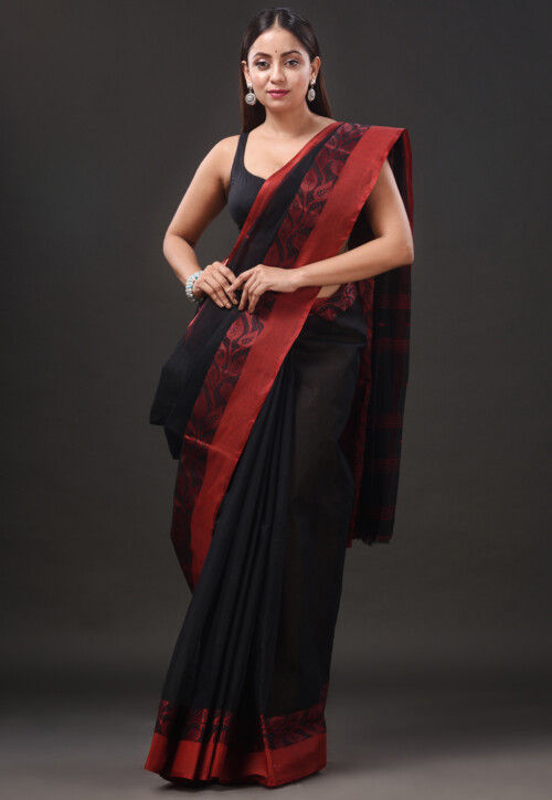 Buy WoodenTant Woven Tant Pure Cotton Grey Sarees Online @ Best Price In  India | Flipkart.com