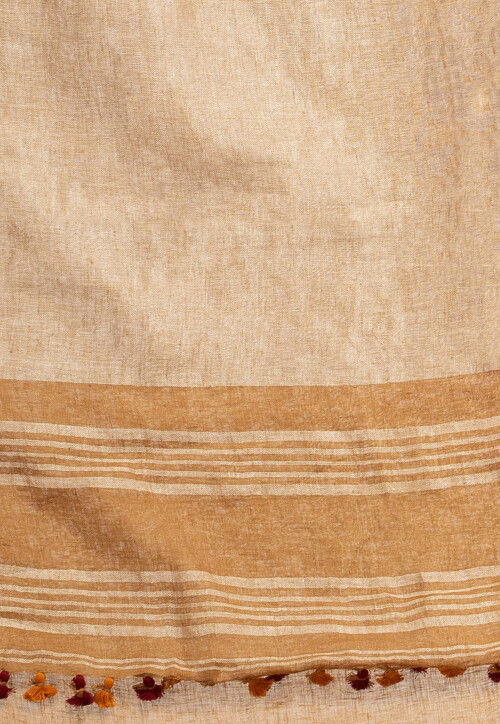 Handloom Pure Linen Saree in Mustard