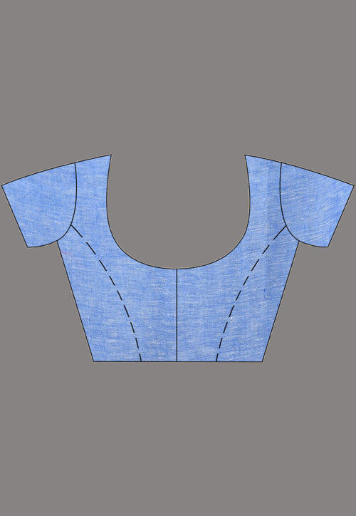 Handloom Pure Linen Saree in Sky Blue