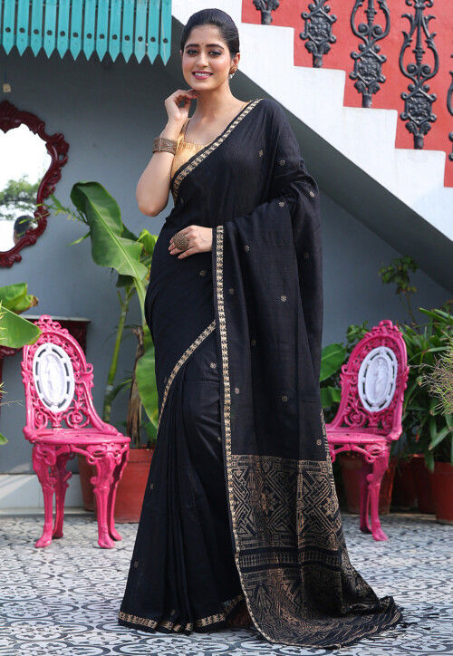 Handloom Pure Silk Saree in Black