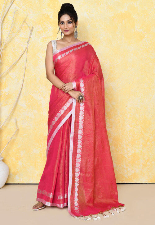 Handloom Tissue Silk Saree in Fuchsia