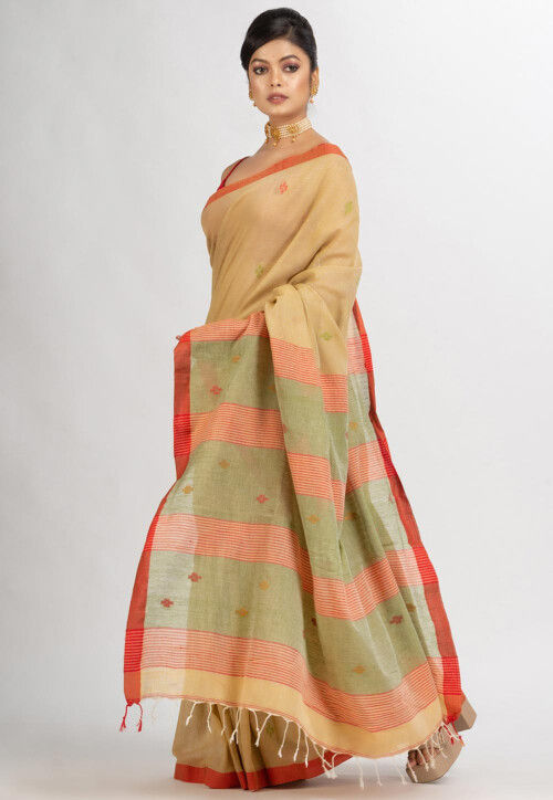 Jamdani Cotton Saree in Beige