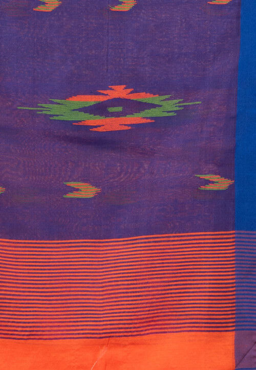 Jamdani Cotton Saree in Orange