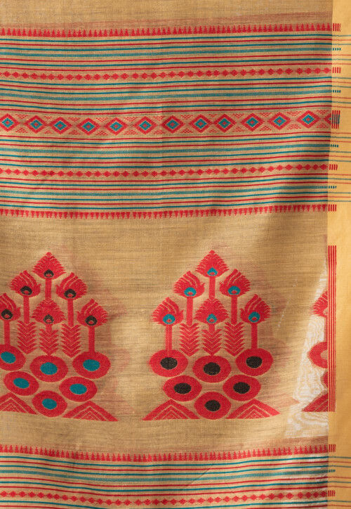 Jamdani Cotton Silk Saree in Beige