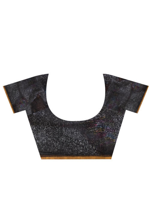 Jamdani Cotton Silk Saree in Black