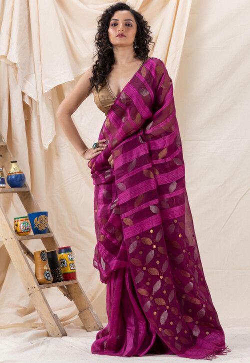 Magenta Jamdani Saree main image 1