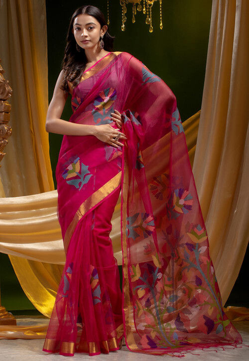 Mauve Muslin Silk Saree Set Design by Vaibhavi & Sejal at Pernia's Pop Up  Shop 2024