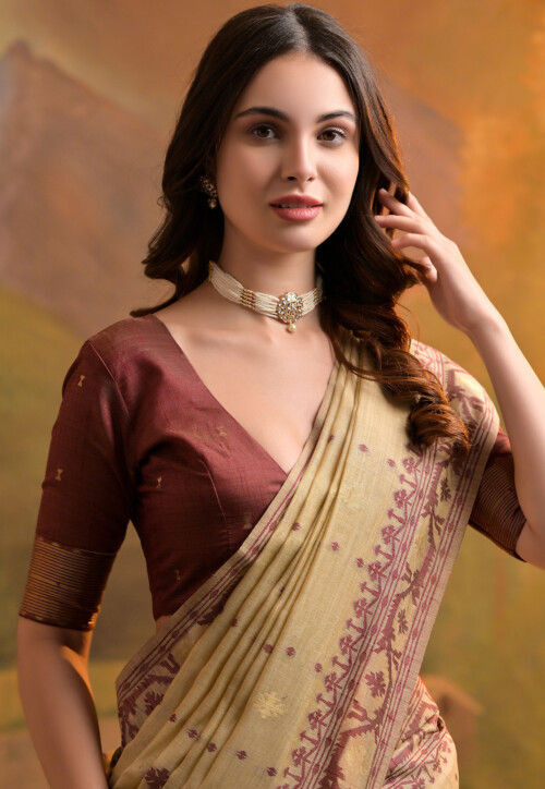 Jamdani Saree in Beige