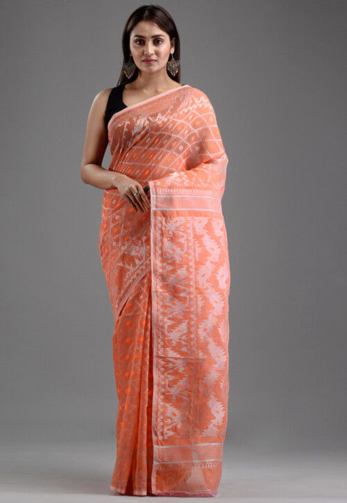 Orange Embroidered Art Silk Saree With Blouse 4012SR07