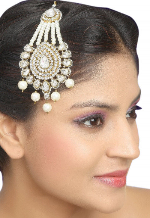 Buy Peora Traditional Gold Plated White Kundan Studded Pasa Jhumar Hair  Kalank Ethnic Fashion Stylish Jewellery Gift for Girls & Women (1 pc) at  Amazon.in