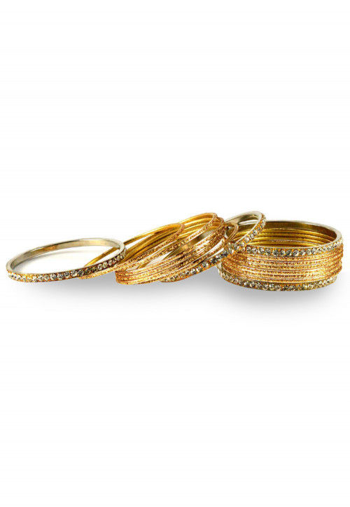 Stone Studded Bangles in Golden and White