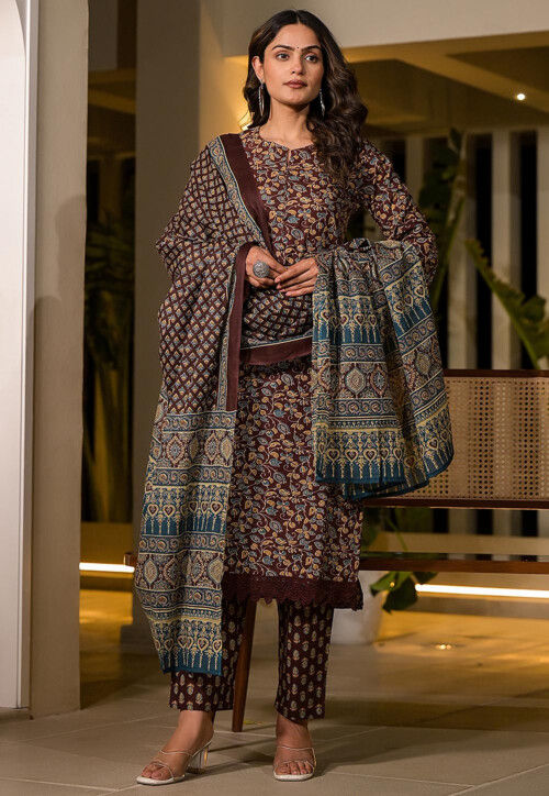 Kalamkari cotton suits on sale