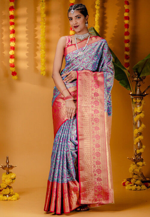 Kanchipuram Art Silk Saree in Blue