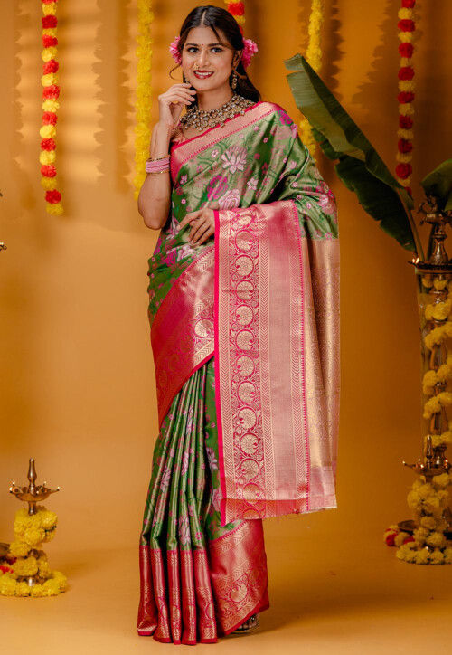 Kanchipuram Art Silk Saree in Green