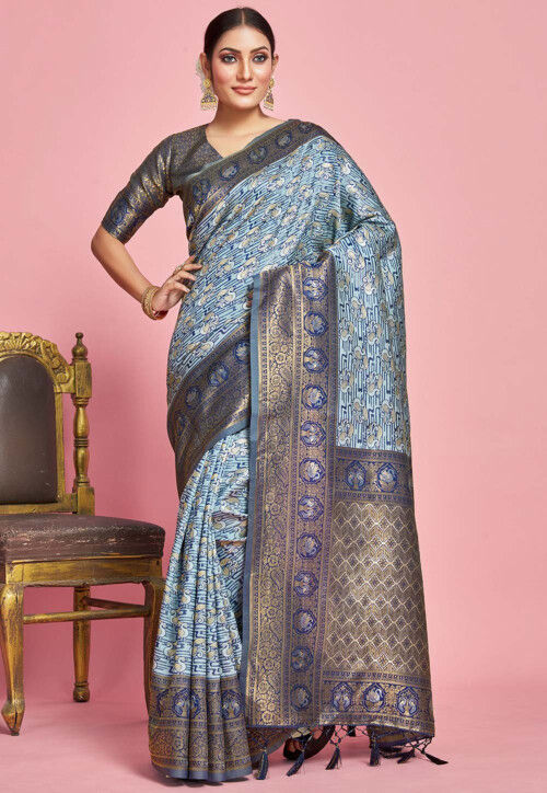 Kanchipuram Art Silk Saree in Grey