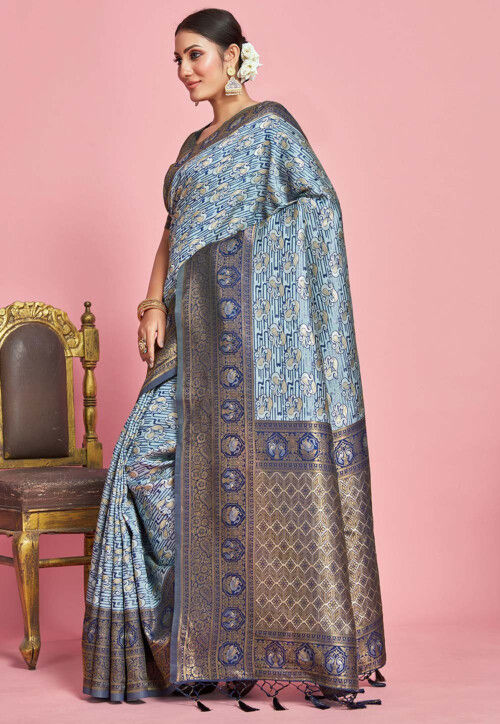 Kanchipuram Art Silk Saree in Grey