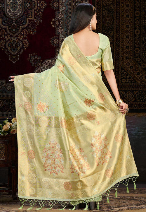 Buy Kanchipuram Saree in Pastel Green Online SNGA5046 Utsav Fashion