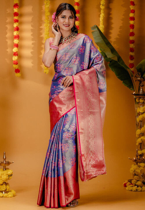 Kanchipuram Art Silk Saree in Royal Blue