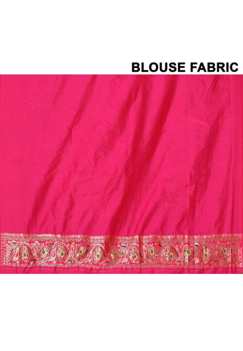 Kanchipuram Hand Embroidered Saree in Fuchsia