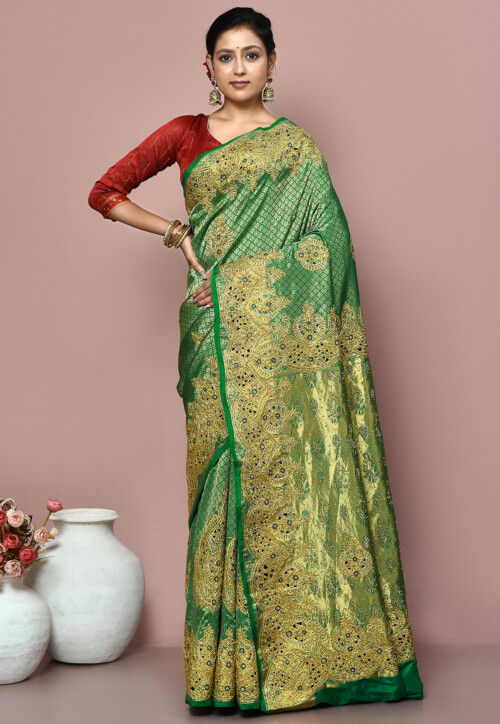 Black & Green Coimbatore Pure Silk Saree – StylebyPanaaash