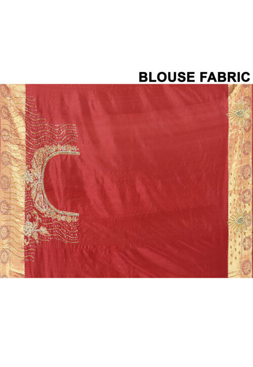 Kanchipuram Pure Silk Saree in Red and Green